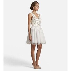 Ark & Co Sheer White Embroidered love & lemons Lulu fit & flare dress Small S